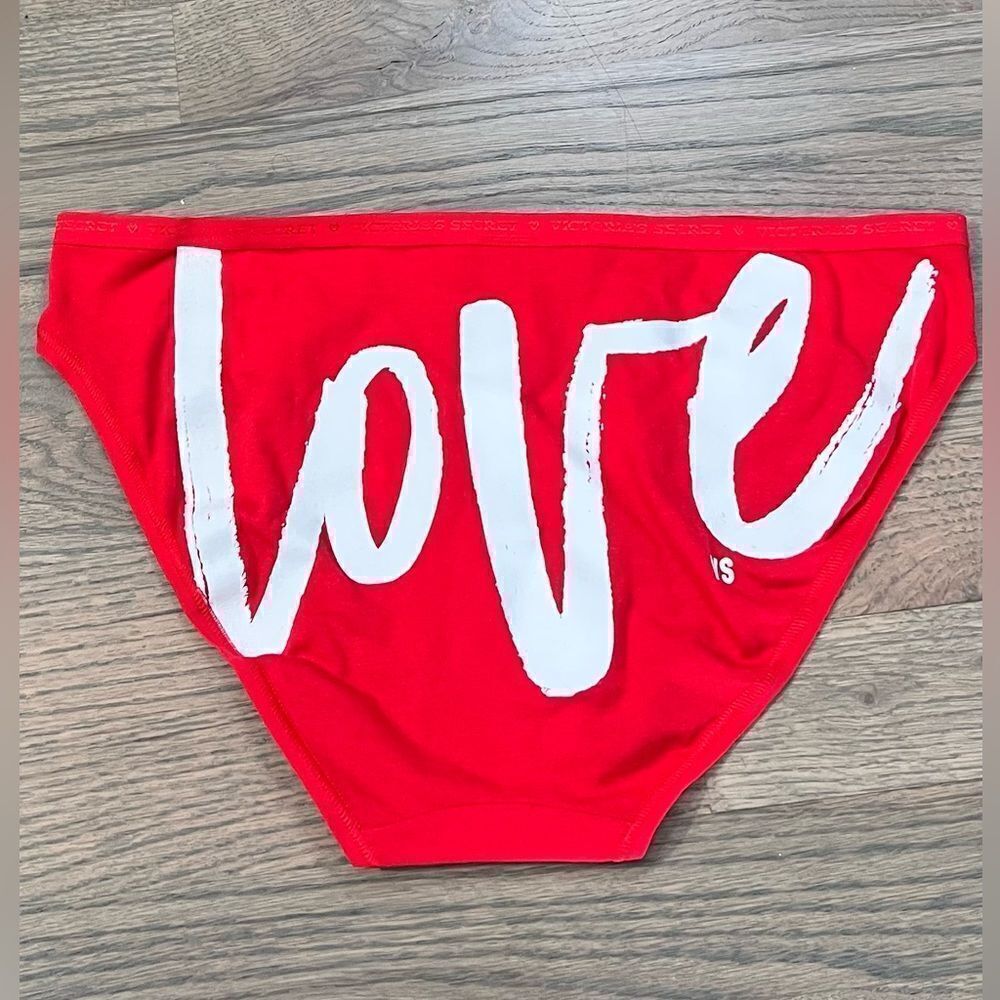 Victorias Secret Cotton Bikini Love print on back panty Red Medium